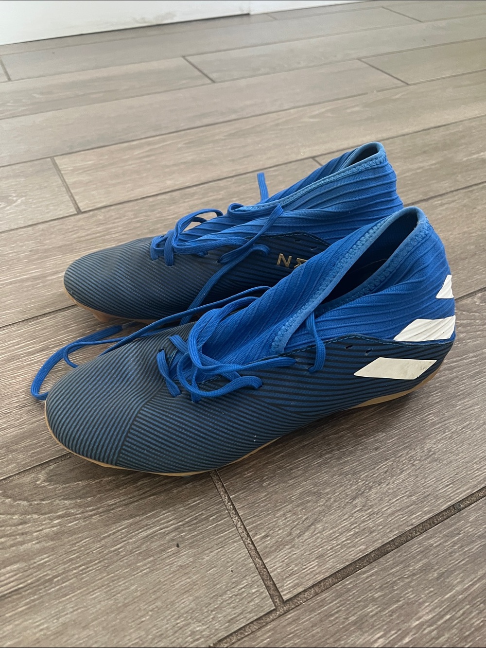 Adidas Nemesis Blue Soccer Shoes with White Accents